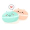 Cute macaroons pink and blue. Macaroons in love. Vector illustration.