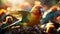 A cute macaw perching on a branch, vibrant colors abound generated by AI