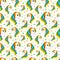 Cute magic fantasy wallpaper with rainbow unicorn. seamless pattern. Vector illustration