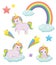 Cute magic unicorn fairy tale illustration set