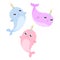 Cute magical narwhal vector illustration.