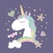 Cute Magical Unicorn. Vector illustration.