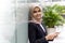 Cute Malay Woman wearing hijab outdoor executive