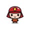 Cute male cartoon character being a firefighter