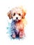 Cute Maltipoo puppy on white background.