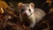 Cute mammal, small and fluffy, sitting in the autumn forest generated by AI