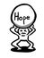 Cute man cartoon holding hope on white background