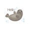 Cute manatee say Hello. Cartoon cute animals vector illustration.