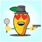 Cute mango detective face cartoon character image design