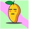 Cute Mango fruit cartoon expressionless face mascot character vector design