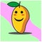 Cute Mango fruit cartoon face mascot character happy grinning face