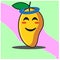 Cute Mango fruit cartoon happy grinning face with halo mascot character vector design