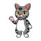 Cute manx cat cartoon waving hand