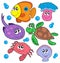 Cute marine animals collection