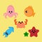 Cute Marine Animals Vector Set Illustration Scalable and Ready to Print