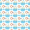 Cute marine vector seamless pattern with ship and seagull