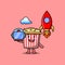 Cute mascot cartoon character Popcorn as astronaut