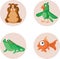 Cute Mascots and Pet Shop Icons Vector Set