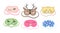 Cute masks for dreaming set vector. Rest relax accessories for night collection. Sleepy mask with eyes, animals face and