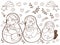 Cute Matryshka doll and accessory outline