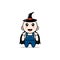 Cute mechanic character wearing witch costume