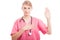 Cute medical female nurse making oath gesture