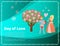 Cute medieval princess lady and knight love day with blosom tree and hearts cartoon vector illustration.