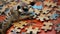 Cute Meerkat engrossed in a jigsaw puzzle, adding a whimsical touch, Ai Generated