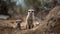 Cute meerkat family watching young monkey curiosity generated by AI