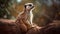 Cute meerkat stands alertly, watching wildlife reserve generated by AI