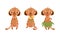 Cute Meerkat or Suricate with Brindled Coat Standing and Chewing Grass Vector Set