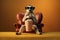 cute meerkat wearing glasses on a chair with popcorn, Generative AI