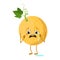 Cute melon character with crying and tears emotions, face, arms and legs. The funny or sad hero, fruit