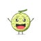 Cute melon character feeling happy isolated on white background. Melon character emoticon illustration