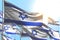 Cute memorial day flag 3d illustration - many Israel flags are waving on blue sky background