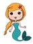 Cute Mermaid cartoon white background	cartoon illustration