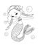 cute mermaid coloring page illustration, mermaid children\\\'s educational coloring page , coloring book fairy tale