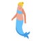 Cute mermaid icon isometric vector. Sea girl