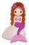 Cute Mermaid with Long Hair and Purple Fishtail. Vector Mermaid