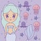 Cute mermaid with octopuses and stars