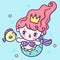 Cute Mermaid princess cartoon swim with colorful fish vector kawaii animal friendship