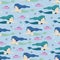 Cute mermaid seamless pattern with childish drawing style colorful background for summer holiday kids, baby, teenager, and