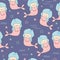 Cute mermaid seamless pattern hand drawn colorful background for kids and children fashion textile print