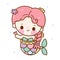 Cute mermaid vector with heart Kawaii girl cartoon fairytale magic character pastel color