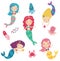 Cute mermaids, character set