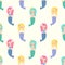 Cute mermaids girls with colorful hairs seamless pattern on white background.