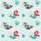 Cute mermaids on the ocean. Fantasy print