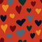 Cute messy hearts seamless pattern.