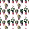 Cute mexican hawaii tropical green floral summer spring pattern of a colorful cactus in pots with flowers vertical pattern