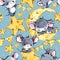 Cute mice greeting background. Funny cartoon mouse.